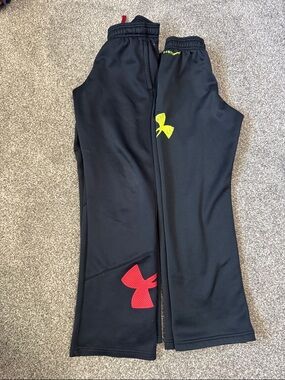 Under Armour Kids' Athletic Pants Set - Black & Red and Black & Neon Yellow